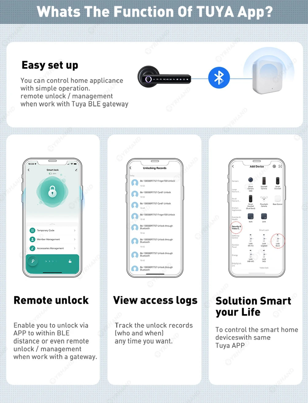 smart home cerradura inteligente tuya smart door lock safe fingerprint locker keyless entry digital door lock home apartment