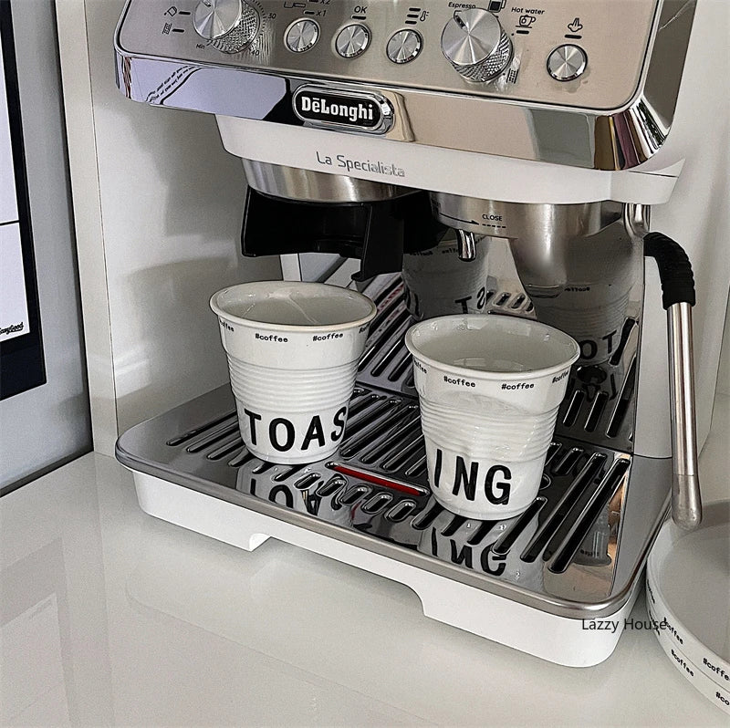 6.7oz korean style cups and mugs coffee mug white ceramic nordic wrinkle cup 200ml drinking coffe tumbler English Letter