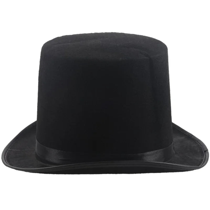 Felt Top Hat Magician Costume Cosplay Halloween Props Party Supplies Steampunk Circus Ringmaste Role for Play Men Women