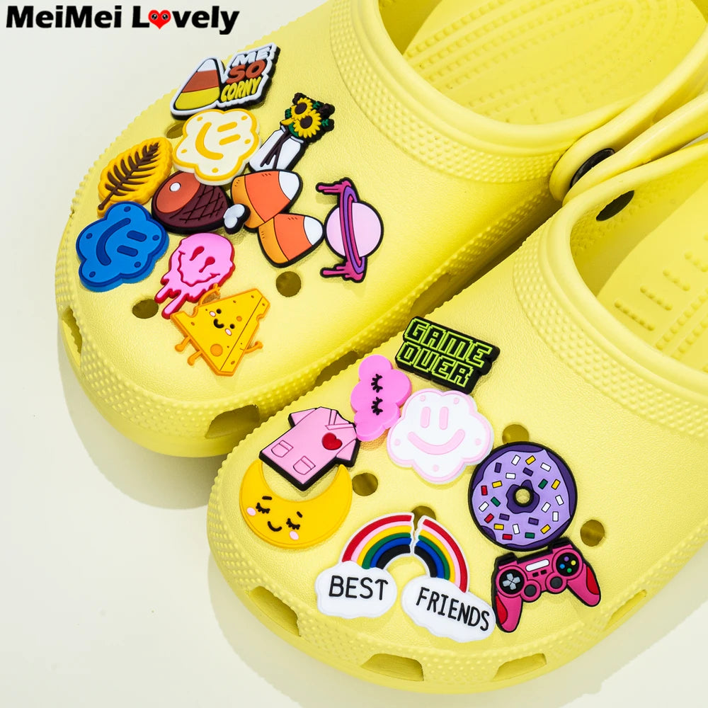 1PCS Nurse Uniforms Shoe Charms Accessories Sunflower Leaves Grape Pins Jeans Cheese Shoes Decoration Rainbow Clog for Kisd