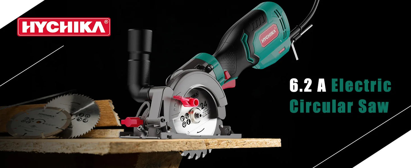 HYCHIKA 750W Mini Circular Saw 48mm Cutting Depth Dust Collection Function Electric Saw for Wood Metal Platisc Power Tools
