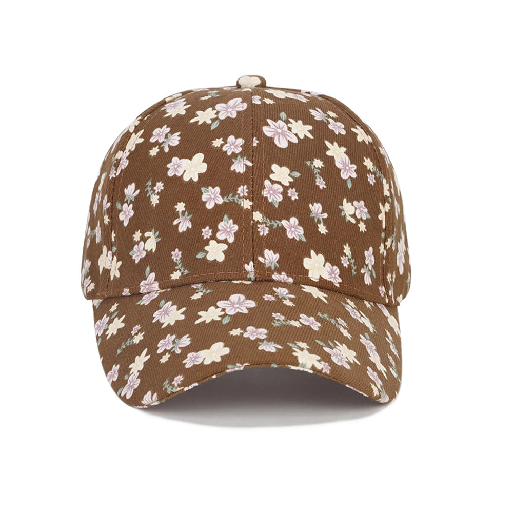 1 women's versatile flower printed baseball cap, spring and summer outdoor sun protection duckbill hat