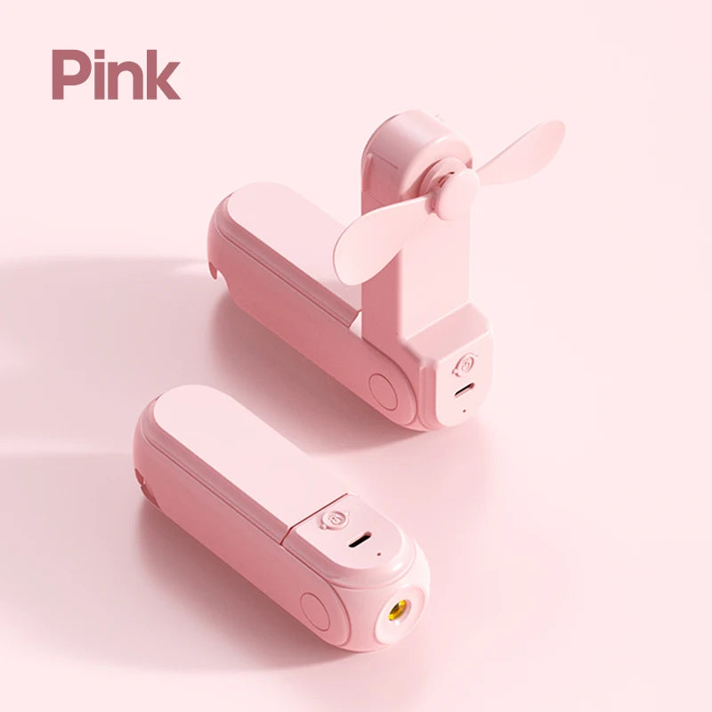 Portable Fan Mini Handheld Fan USB 1200mAh Recharge Hand Held Small Pocket Fan with Flashlight Feature