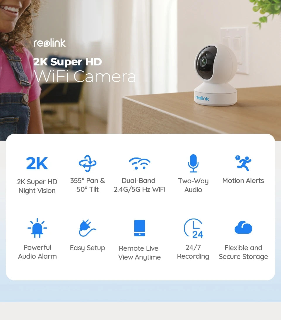 Reolink E1 Series 2K 4MP WiFi Camera Pan&Tilt 2-Way Audio Baby Monitor Indoor Cam AI Detection Home Video Surveillance Cameras
