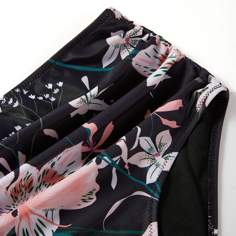 High Waist Sexy Bikini Set 2024 Biquini Swimwear Women Two Pieces Swimsuit Floral Beachwear V-Neck Bathing Suits Female