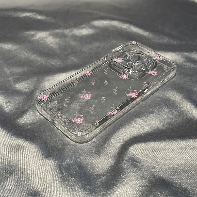 Transparent Flower Phone Case For iPhone 11 Case for iPhone 13 12 14 16 15 Pro Max XR XS X 7 8 SE Aesthetic Floral Cover Funda