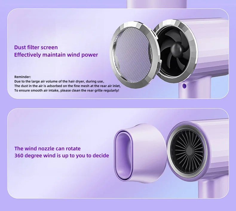High Speed Electric Turbine Airflow Low-Noise Constant Temperature Fast Drying Hair Dryer EU/US/UK/AU Plug for Home Salons