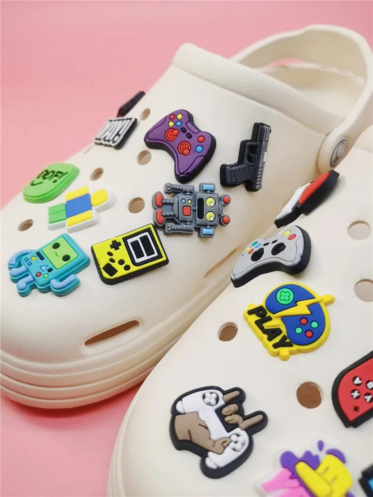 Design Shoe Charms Game Style PVC Buckle Decorations Croc Jeans Ornaments Diy Combination Shoe Clip Decor Children Adult Gifts