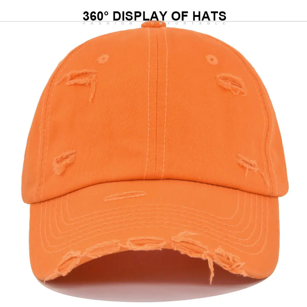Washed Hole Baseball Cap New Spring Solid Sunhat Men Women Unisex-Teens Cotton Snapback Caps Fashion Hip Hop Vintage Summer Hat