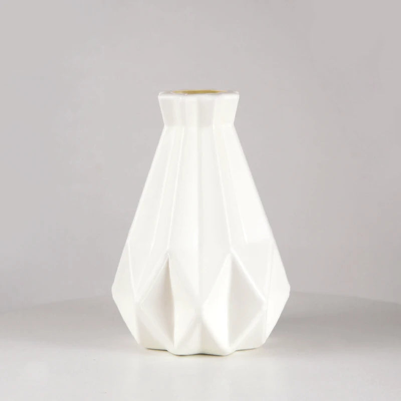 Nordic Flower Vase Imitation Ceramic Plastic Flower Vase Pot Home Living Room Desktop Decoration Wedding Centerpiece Arrangement