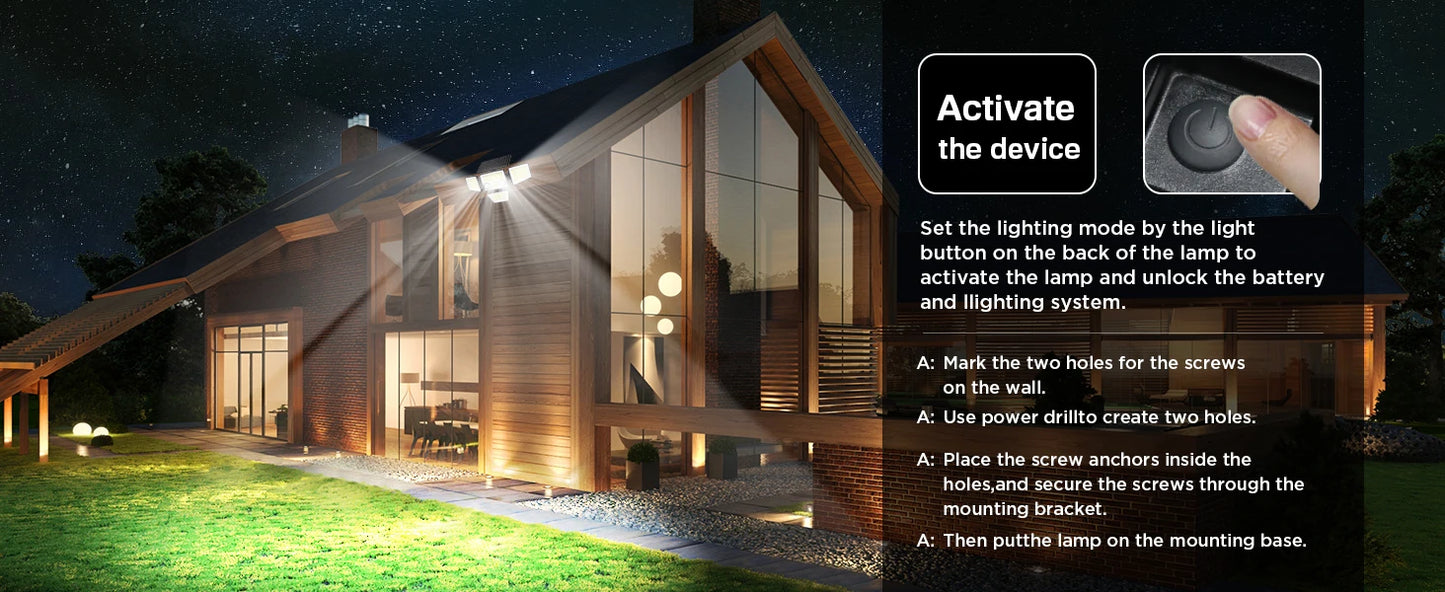 Solar Outdoor Lights - 3000LM 188 LED Motion Sensor Lights Solar Flood Security Lights for Backyard Yard Patio