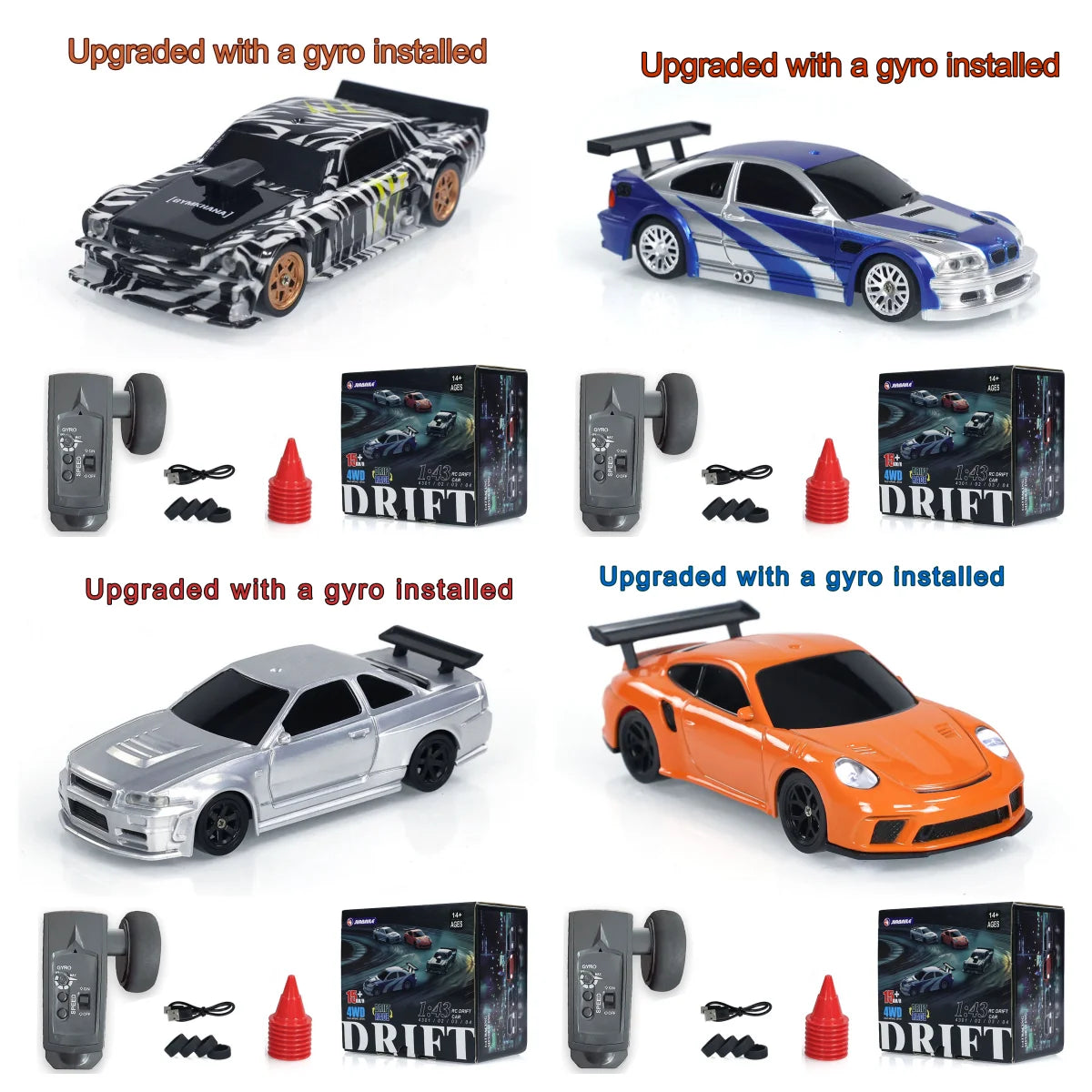 Upgraded Gyro RC 1/43 Difting Car Racing RTR 4WD Four-wheel Drive High Speed Radio Control Model 2.4g Drift Race Car Mini Gifts