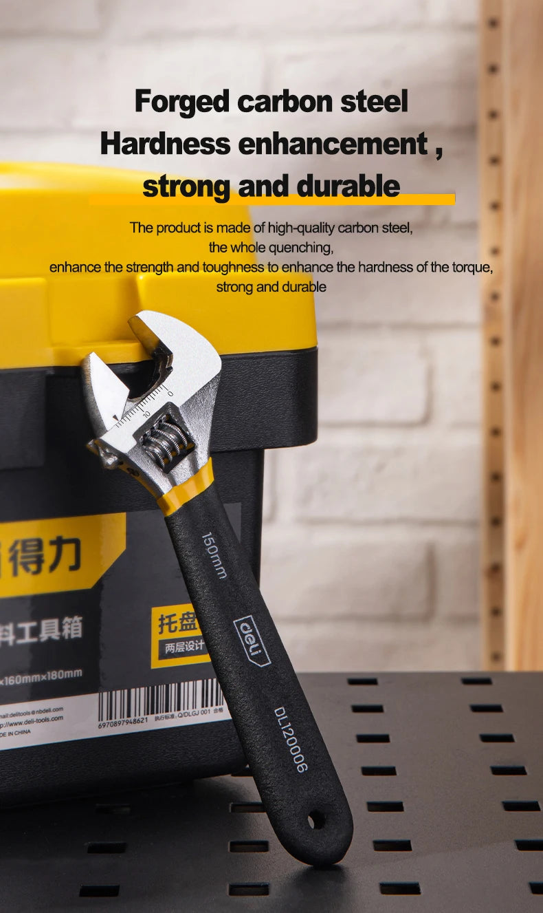 Deli Adjustable Spanner PVC Coated Handle Stainless Steel Universal Spanner Hand Tool 6 8 Inch Household Multifunctional Wrench