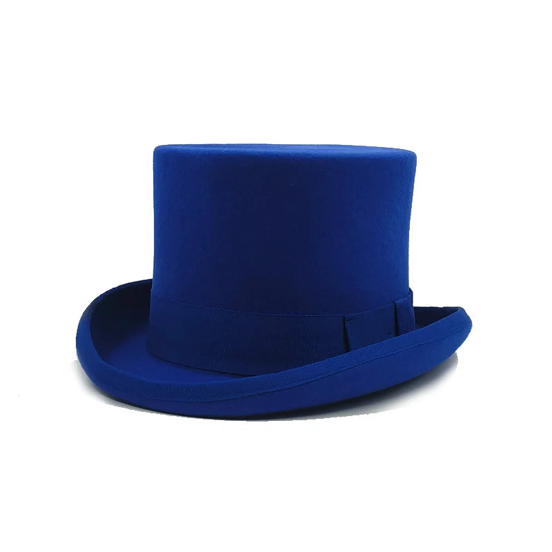 Fedoras Wool Magic high hat British black jazz top hat male court gentleman flat felt hat Webbing sombrero de copa británico