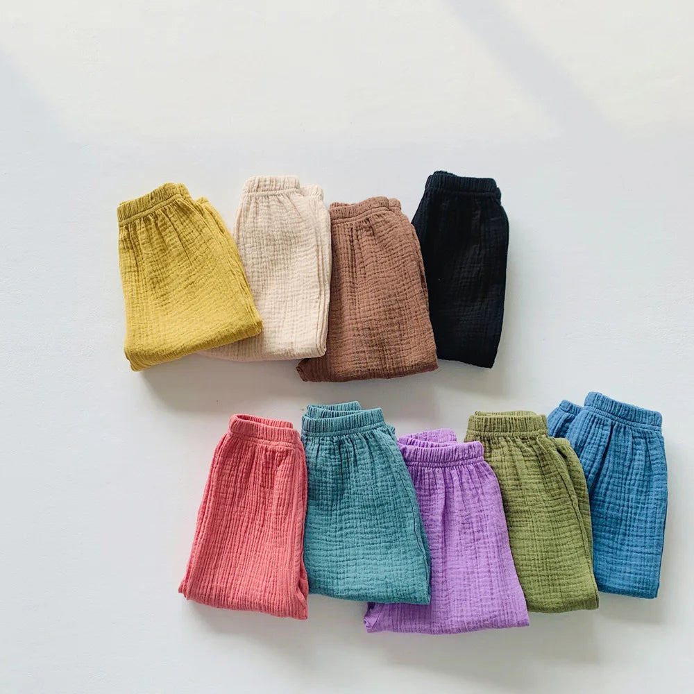 Sweet Girls Cotton Linen Pants Baby Kids Casual Loose Harem Pants Spring Summer Girl Breathable Pant Children Clothing