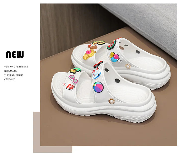 Sandals for Women 2023 Korean Wedge Platform High Heels Ladies Shoes Outdoor Beach Peep Toe Non-slip Sandalias De Mujer