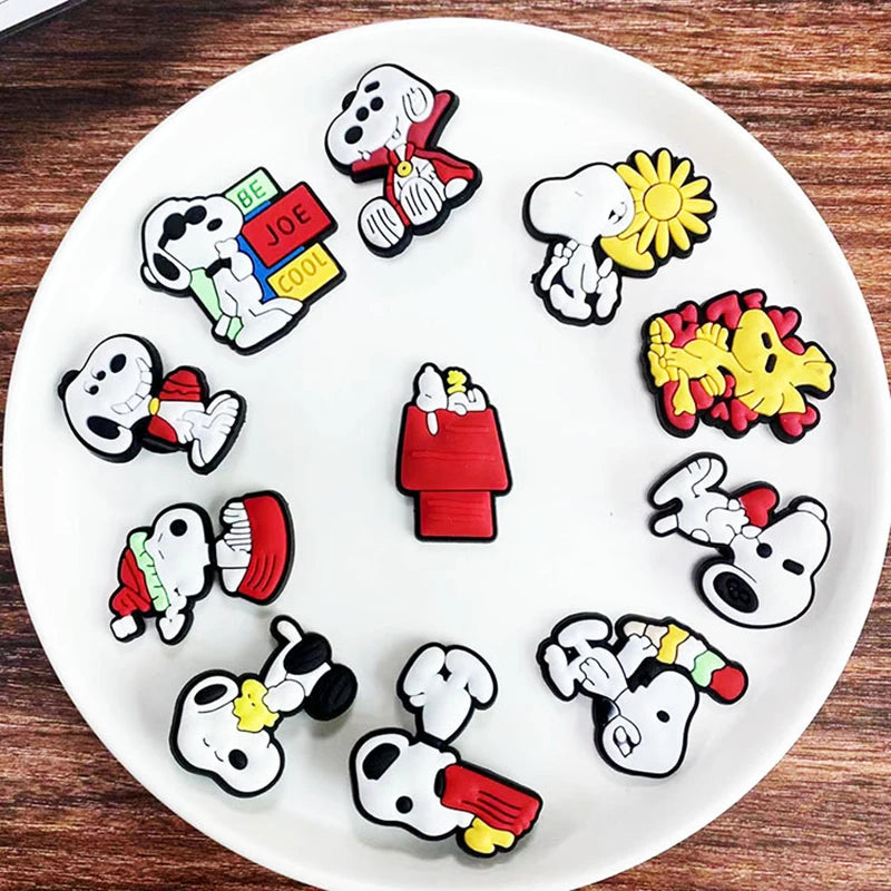 MINISO Snoopy Shoe Charms Clogs Bubble Slides Sandals PVC Shoe Decorations Accessories for kids Christmas Birthday Gifts