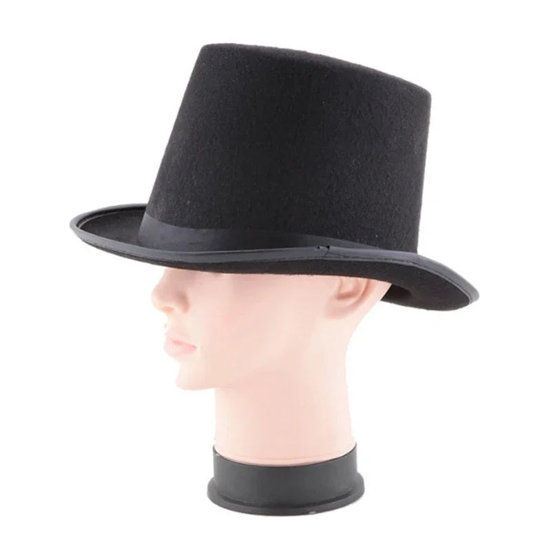 Felt Top Hat Magician Costume Cosplay Halloween Props Party Supplies Steampunk Circus Ringmaste Role for Play Men Women