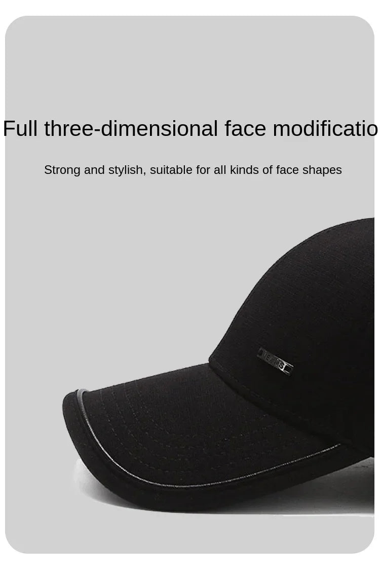 Men's Hat 2024 Autumn and winter Male Baseball Cap Casual Golf Trucker Dad Hat Outdoor Black Solid Color Windproof Adjustable Sn