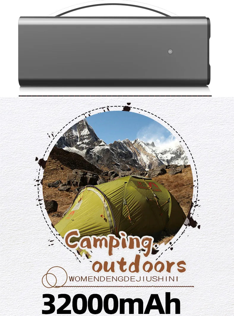 200W 32000mAh Portable Power Station Power Supply Outdoor Camping Laptop Powerful Powerbank Emergency External Auxiliary Battery
