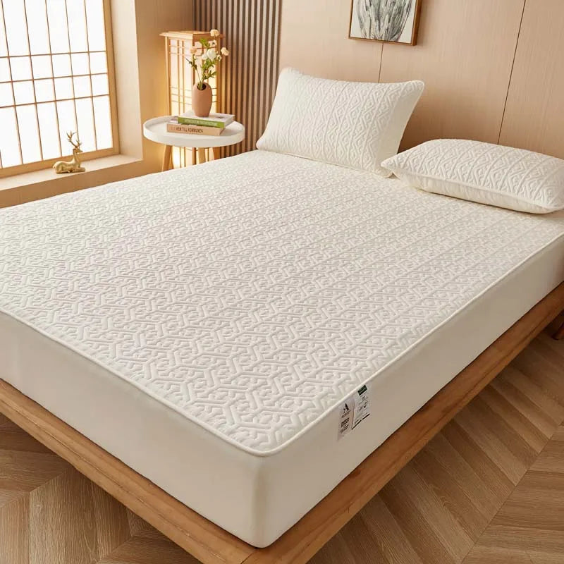 Pure Cotton Soft Quilted Mattress Cover Anti-bacterial King Size Customized Bed Pad Protector Cover Not Included Pillowcase