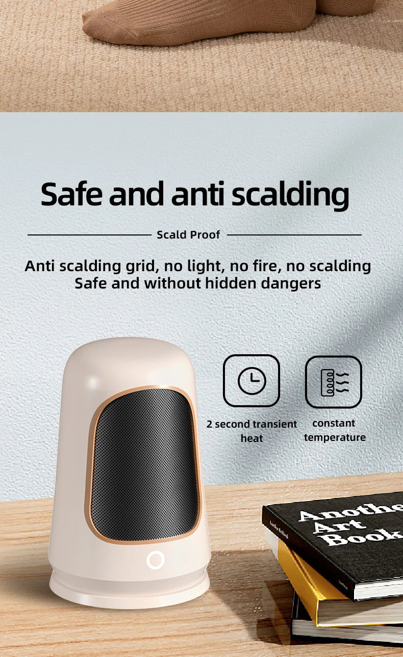 1200W Portable Desktop Electric Heaters Heater for Home Foot Warmer Heater Energy Saving Bedroom Heating for Office Home