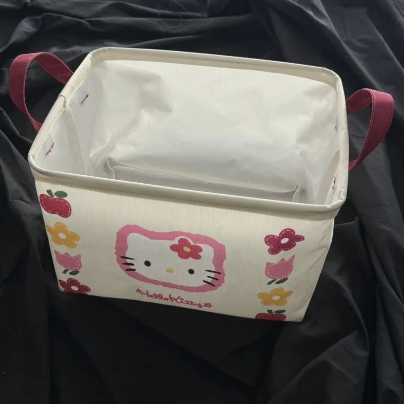 Kawaii New Hello Kitty Storage Basket Cute Harajuku Wardrobe Desktop Toys Cosmetics Storage Underwear Socks Storage Gifts
