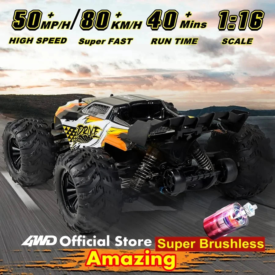Super Brushless 80KM or 50KM/H 4WD RC Car With LED Remote Control Cars High Speed Drift Racing 4x4 Off Road Truck Kid Adult Toy