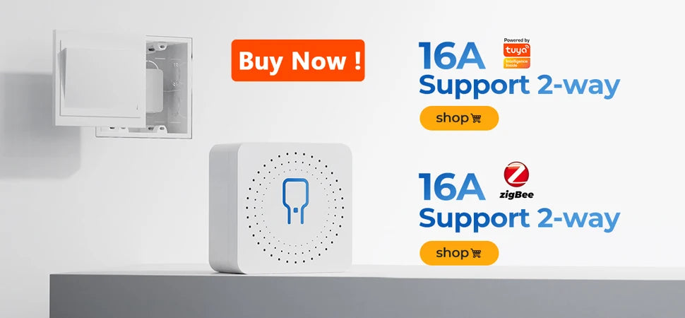 Smart Home Tuya Wifi Smart Switch with Energy Monitor 16A Mini Breaker Automation Module DIY 2Way Control Work with Alexa Google