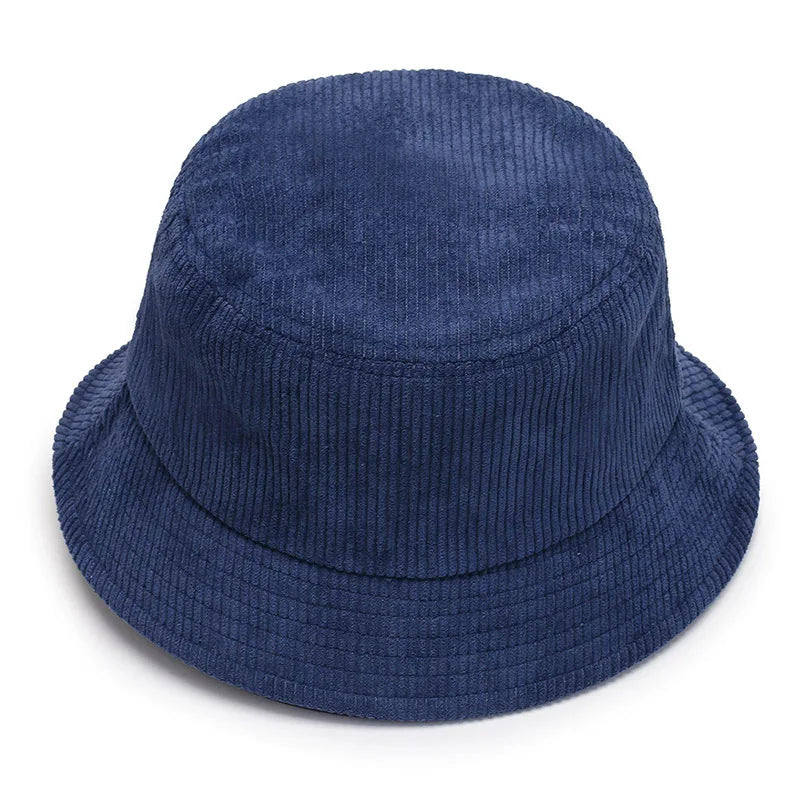 Unisex Bucket Hat Smile Embroidery Women Cotton Corduroy Double-Sided Bob Hip Hop Hat Four Season Panama Beach Fishing Sun Caps