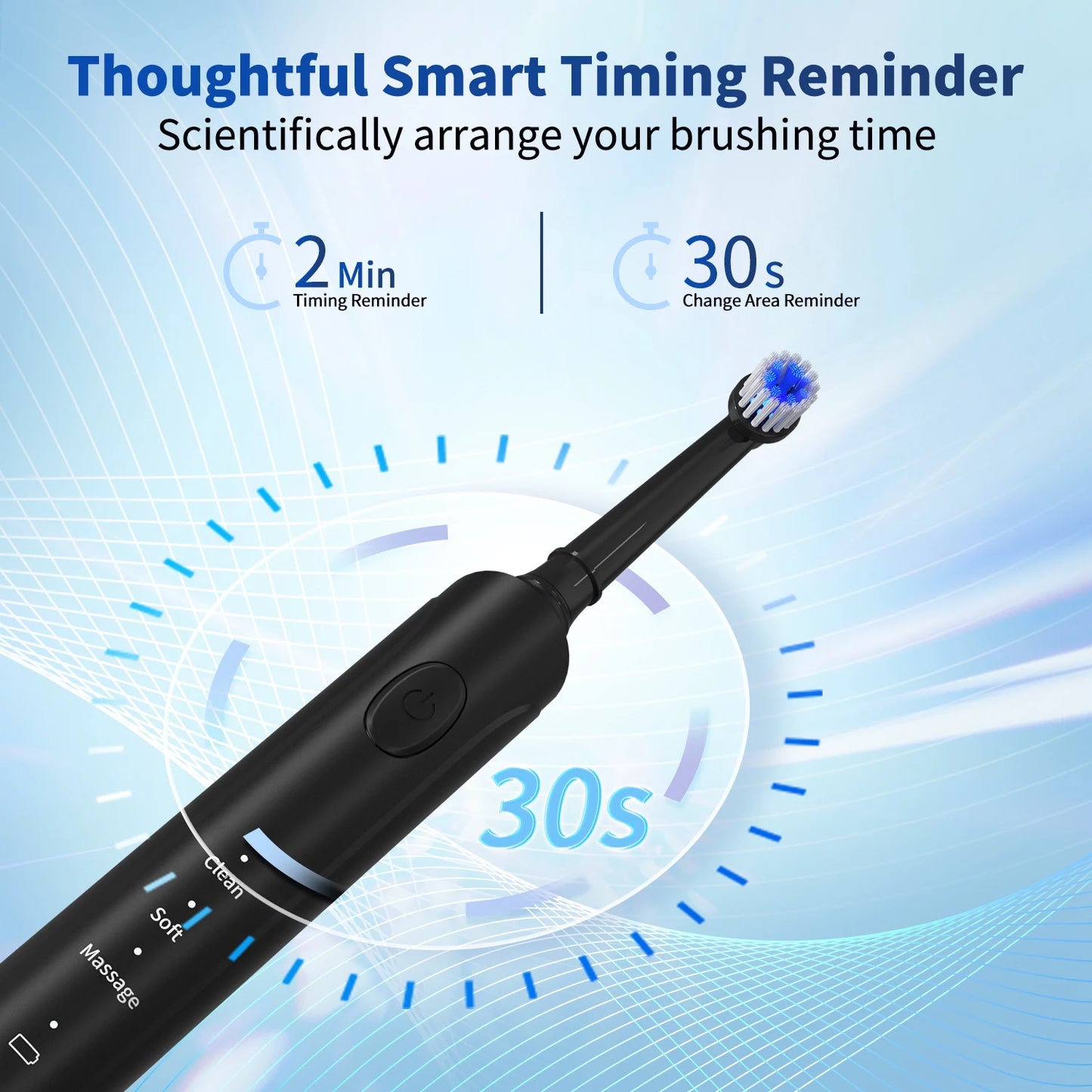 Mornwell T37 Electric Toothbrush Rotation Clean Teeth Adult Teeth Brush Electric Tooth Brush With 4 Extra Replacement Heads