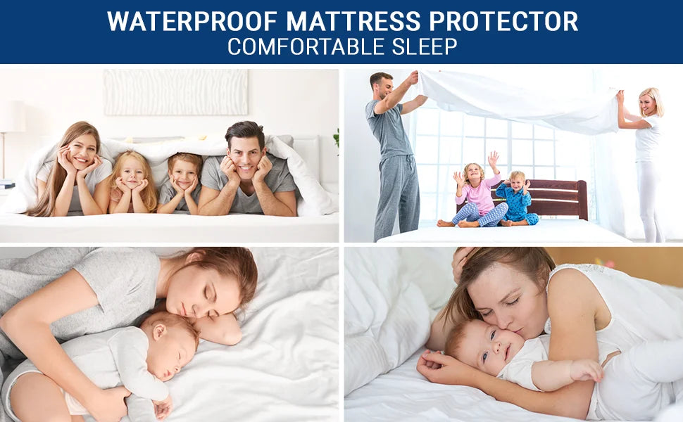 Waterproof Bed Sheet With Band Anti Slip Waterproof Mattress Protector Dust Mites Proof Sheet Protector