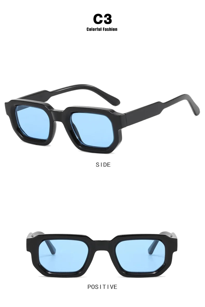 Popular Vintage Sunglasses Women Men Square Sun Glasses Punk Polygon Eye Glasses Goggle for Male Female Rectangle Sunglasses 
