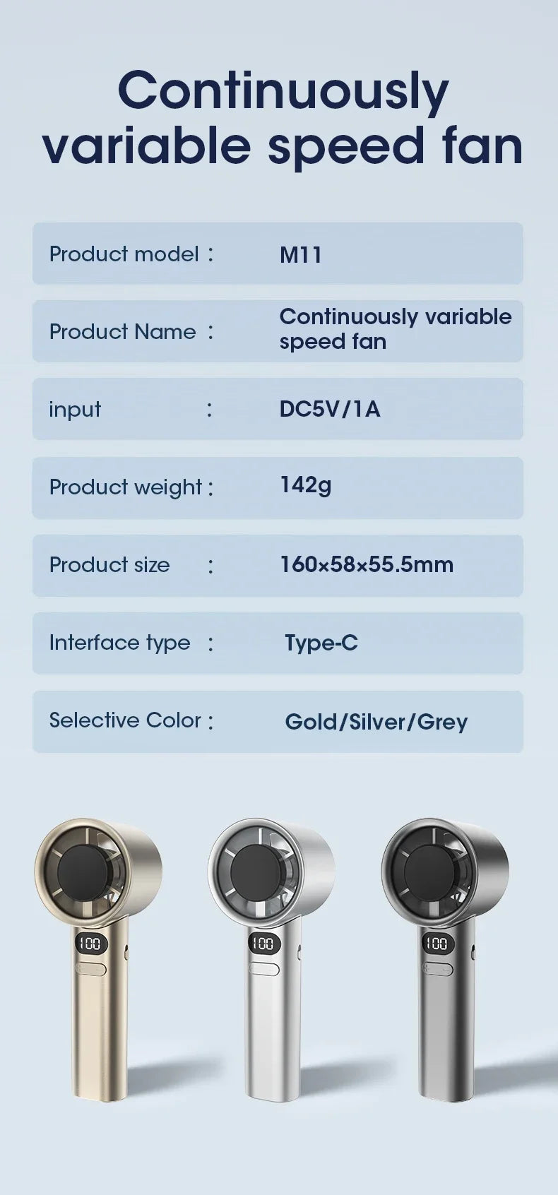 120 Gears Handheld Fan Desktop Small Fan Portable USB Charging Turbo Fan High-speed Mini Fan Data Disply Air Conditioner Fans