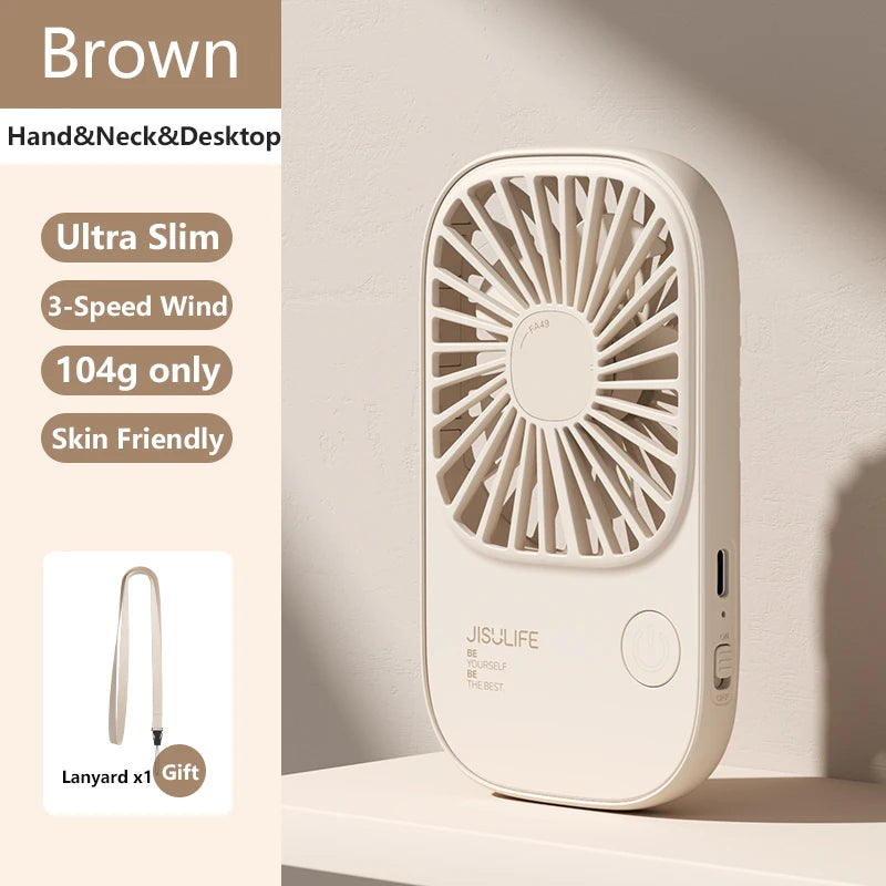 JISULIFE Mini Handheld Fan, Small Fans Portable with Bracket, USB Rechargeable Desk Fan ,Makeup Eyelash Fan ,Send Lanyard