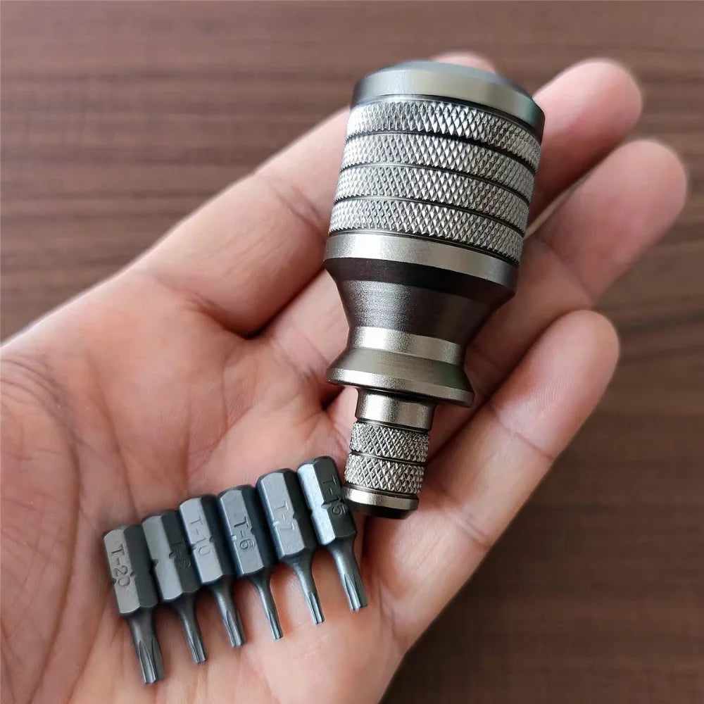 Precision 7 in 1 Mini Screwdriver Titanium Screwdrivers 1/4 Inch Magnetic Phillips Torx Screw Driver Bit Kit Home Repair Tool