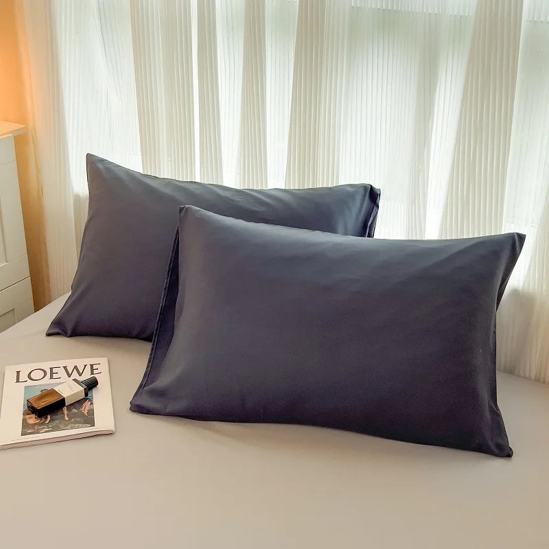 2-side Solid Color Brush Fabric Bed Set 4 Pieces Duvet Cover Pillowcase Bedding Set Bed Sheet Quilt Cover Single Queen King Size