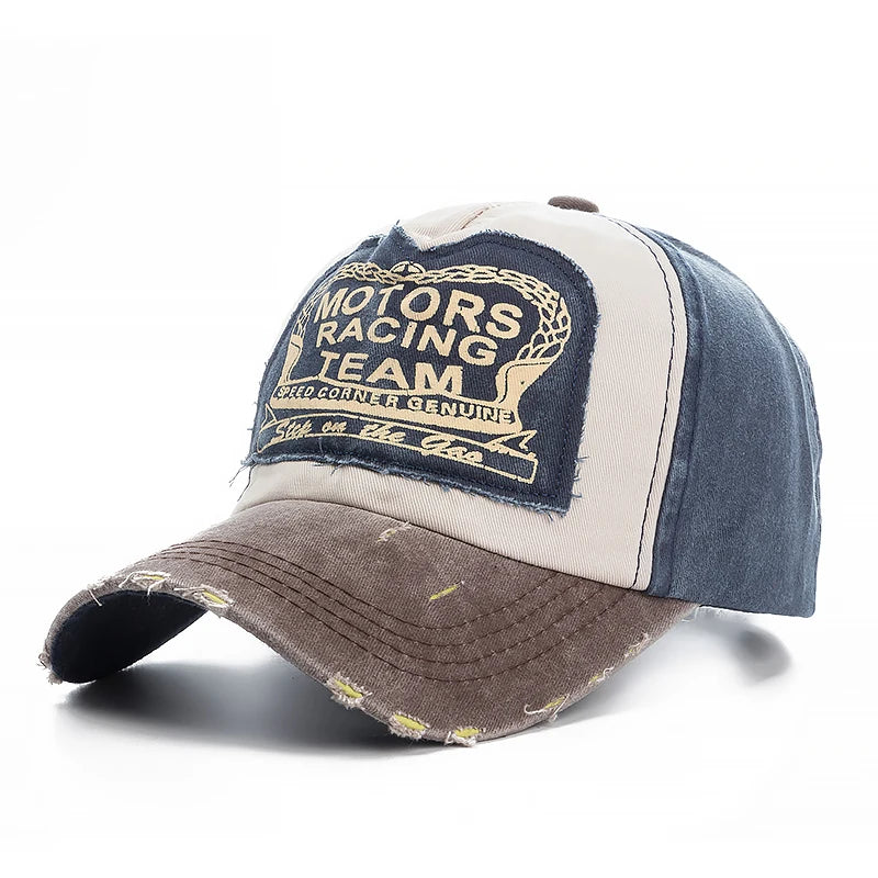 2024 High Quality Washed Cotton Damage Baseball Cap Motor Snapback Hat Hip Hop Dad Hats For Men Women Grinding Multicolor Bone