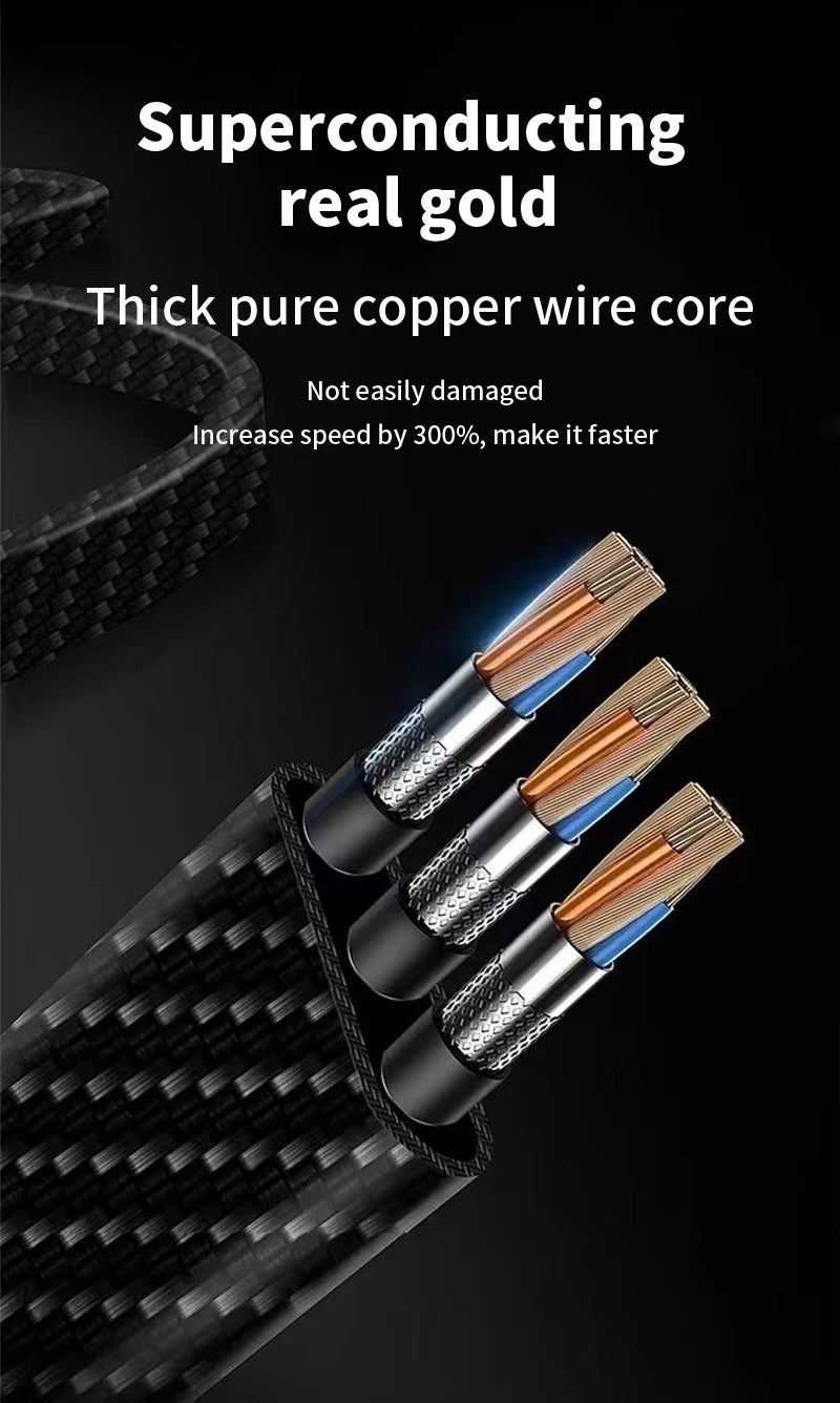 3 In 1 100W LED Digital Display USB cable Type C Usb Micro For Iphone Samsung Huawei Xiaomi Multi Port Multiple Charging Wire