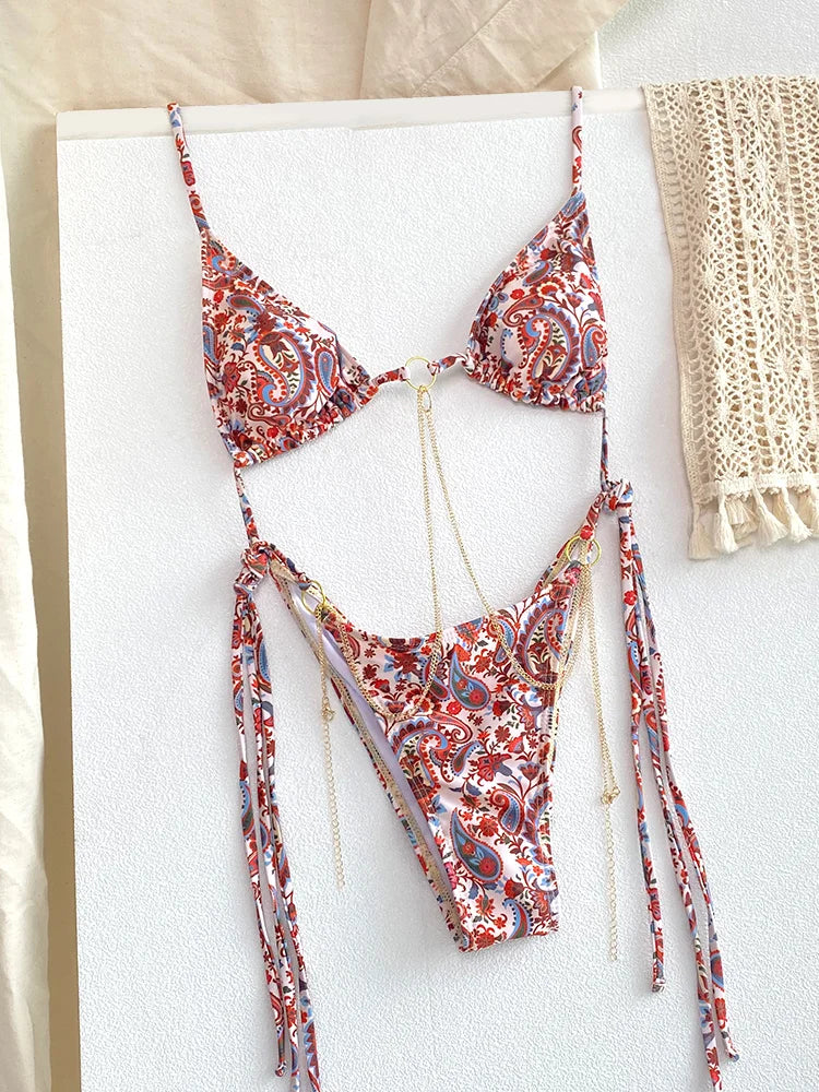 ZRTAK Two Piece Suit Bikinis 2024 Women Swimsuit Push Up Bathing Suit Sexy Bikinis Sets Swimwear Print Beachwear Solid Biquinis