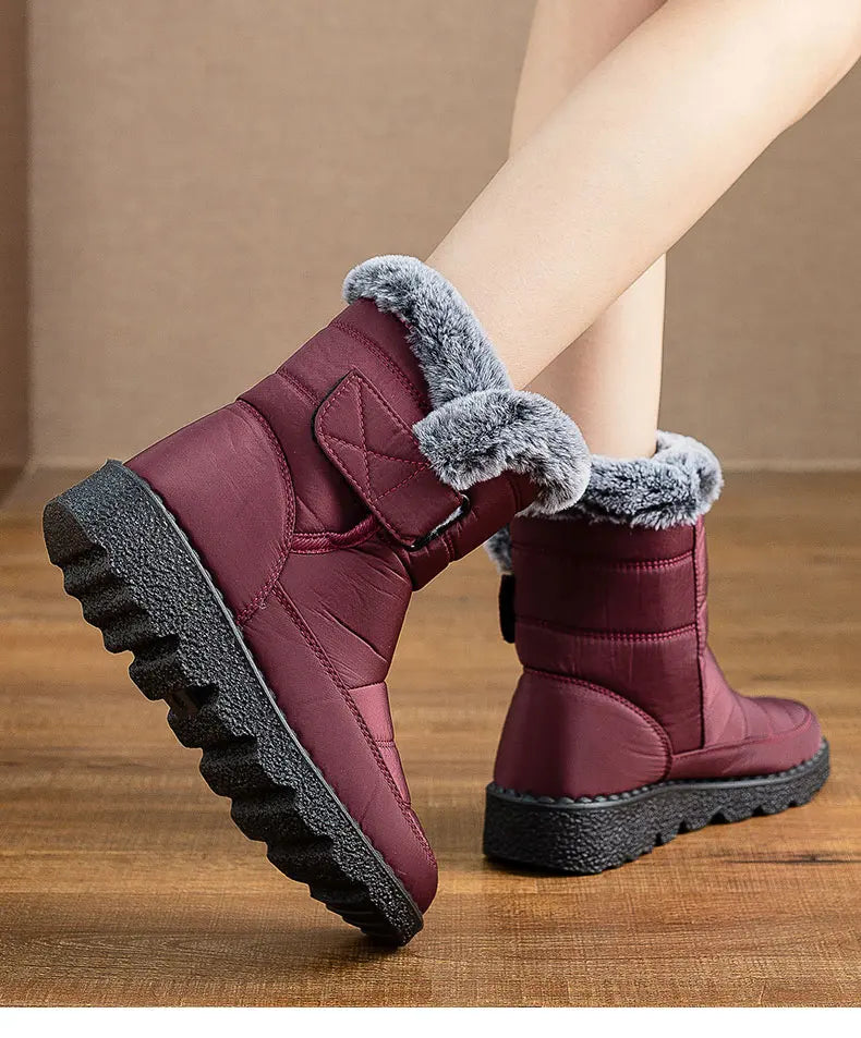 Women's Boots Super Warm Winter Boots Wedges Heel Snow Boots With Fur Winter Shoes Women Ankle Botas Mujer Low Platform Footwear