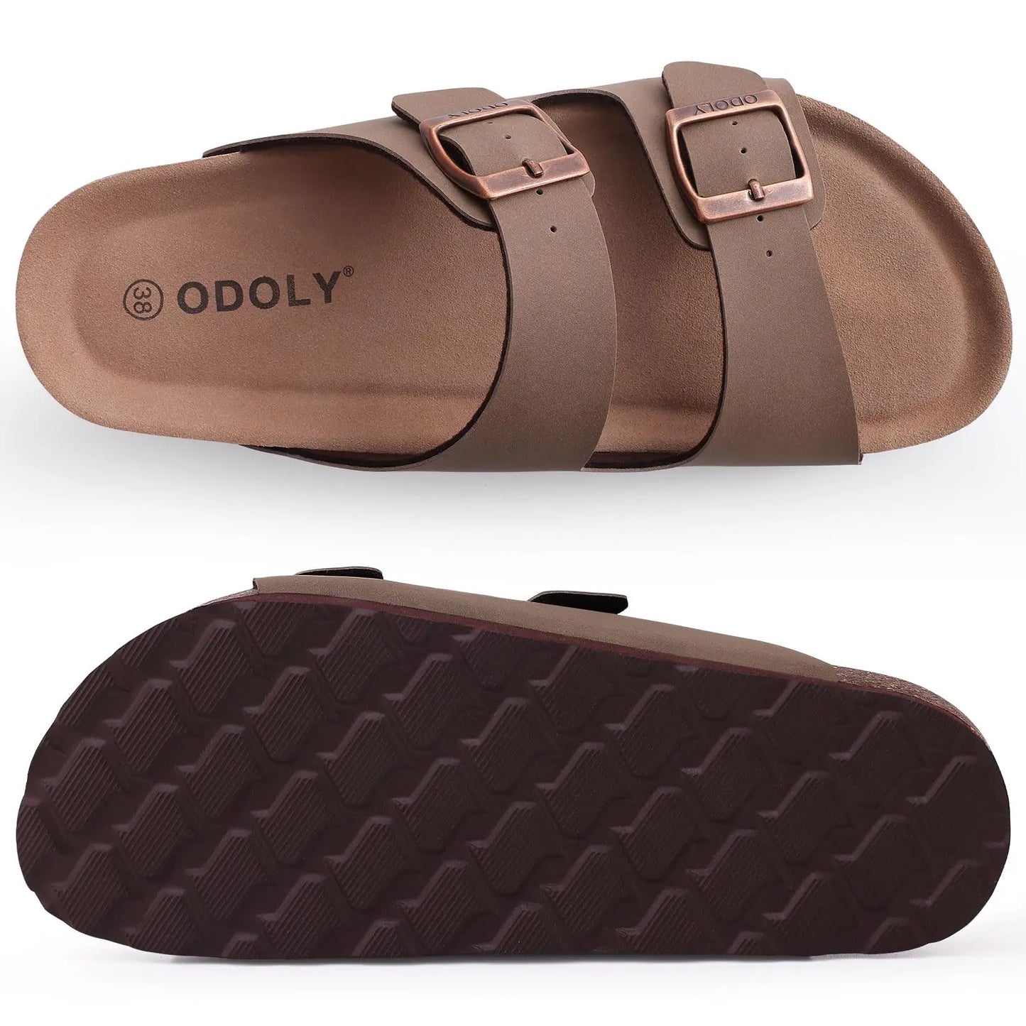 Kidmi Women Cork Suede Mules Slippers Outdoor Antiskid Beach Slippers Classic Cork Footbed Women Sandals With Adjustable Buckle