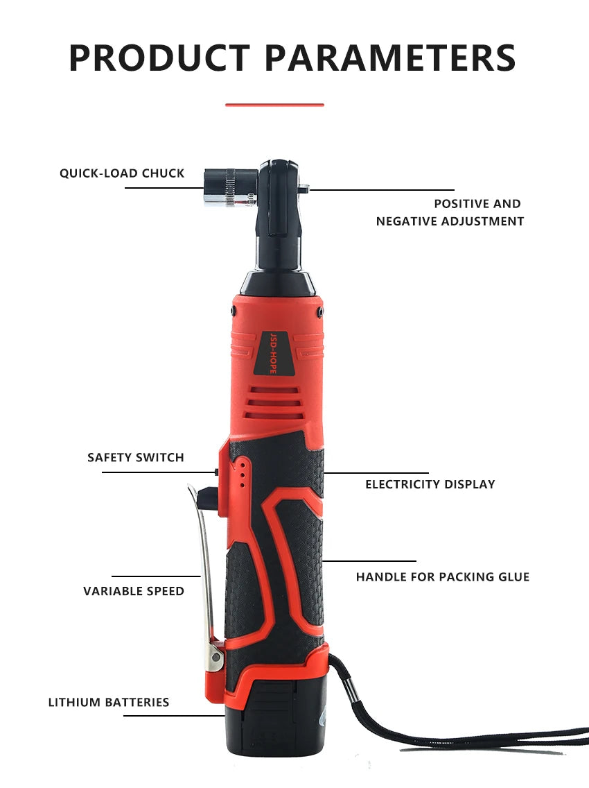 27/5000 Electric ratchet wrench 90 degree straight Angle electric charging wrench lithium electric stage truss tool