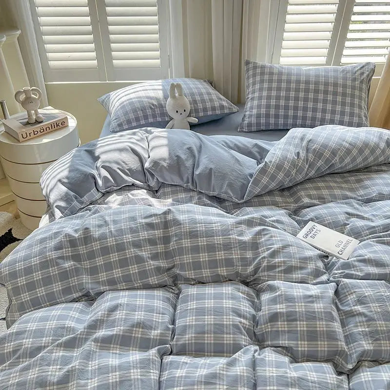 Classic Duvet Cover Set with Pillowcases Flat Sheet Nordic Style No Comforter 2025 New Bedding Kit Double Twin Size Bed Linens