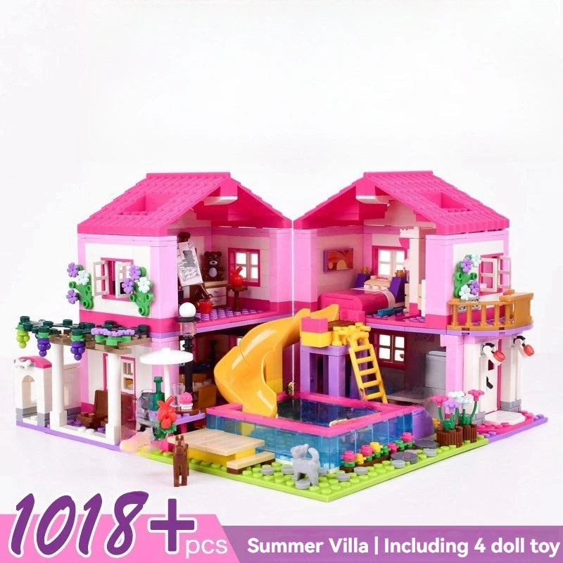 Friends City Series House Summer Holiday Villa Castle Building Blocks Sets Figures Swimming Pool Decor Toys for Kids Girls Gifts