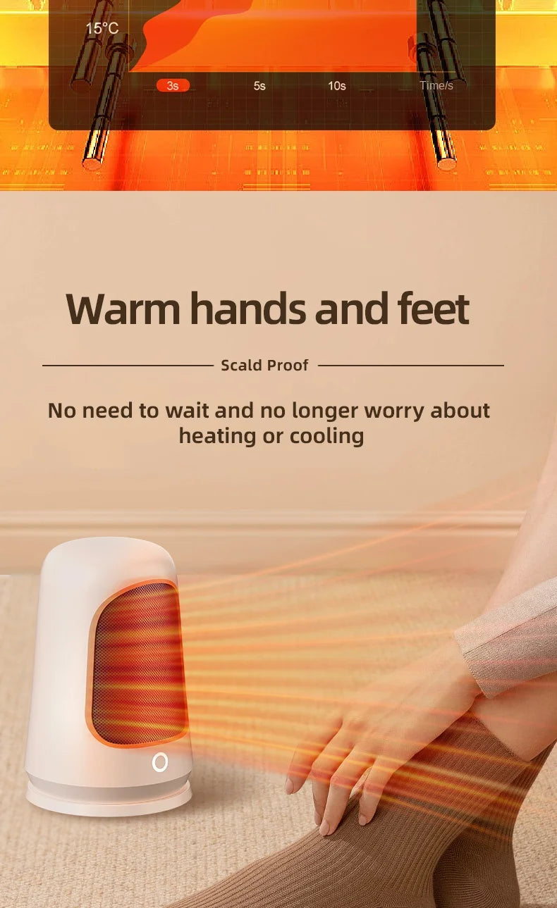 1200W Portable Desktop Electric Heaters Heater for Home Foot Warmer Heater Energy Saving Bedroom Heating for Office Home
