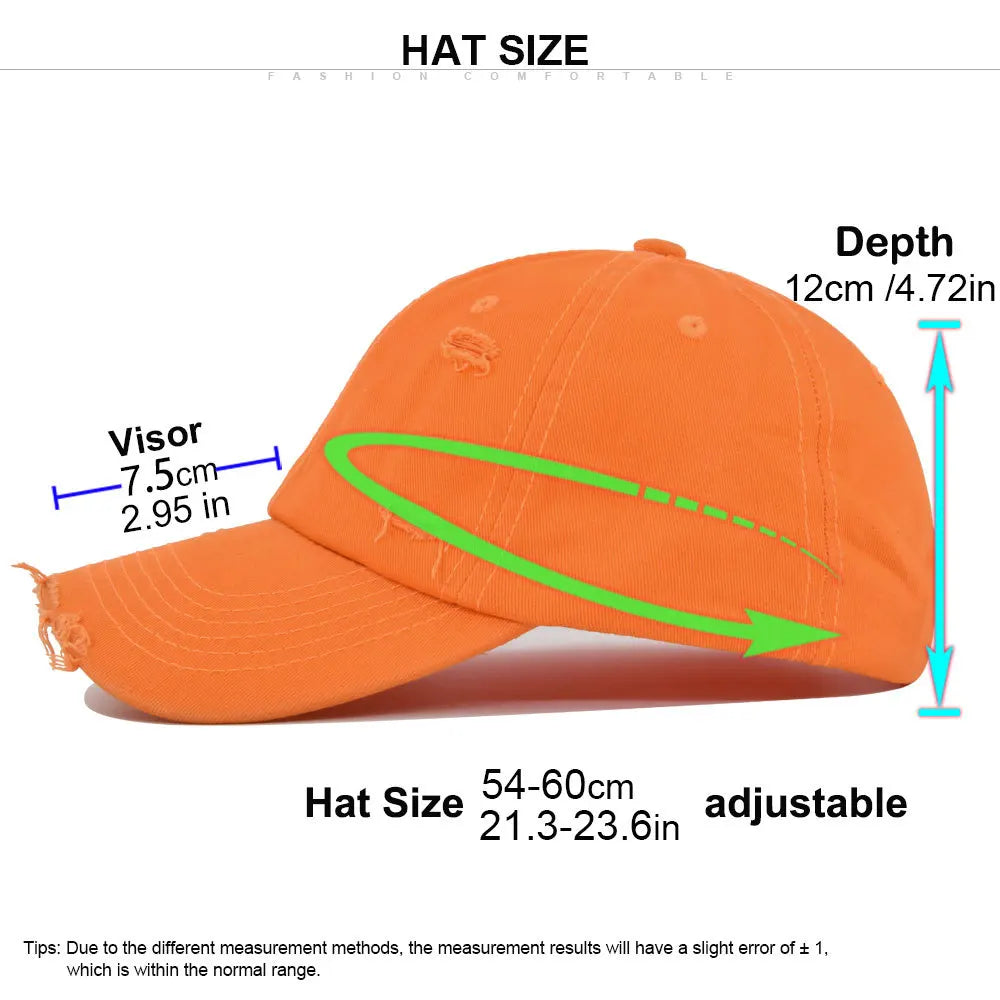 Washed Hole Baseball Cap New Spring Solid Sunhat Men Women Unisex-Teens Cotton Snapback Caps Fashion Hip Hop Vintage Summer Hat