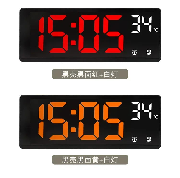 Voice Control Digital Alarm Clock Temperature Dual Alarm Snooze Desktop Table Clock Night Mode 12/24H LED Clock Watch Desk