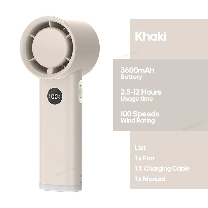 New Digital Handheld Fan High Speed Wind 100 Speeds Cooler Fan Ventilator Turbo Fan Air Circulator Handfan