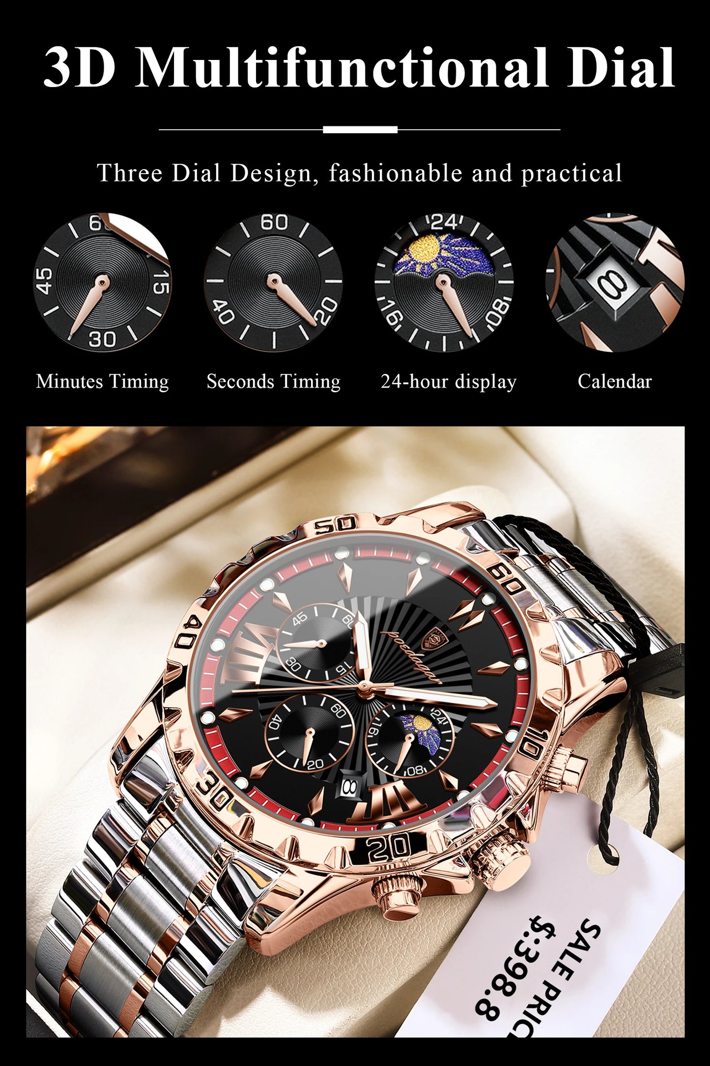 POEDAGAR Luxury High Quality Watch for Man Waterproof Luminous Chronograph Date Men Watch Stainless Steel Quartz Men's Watches